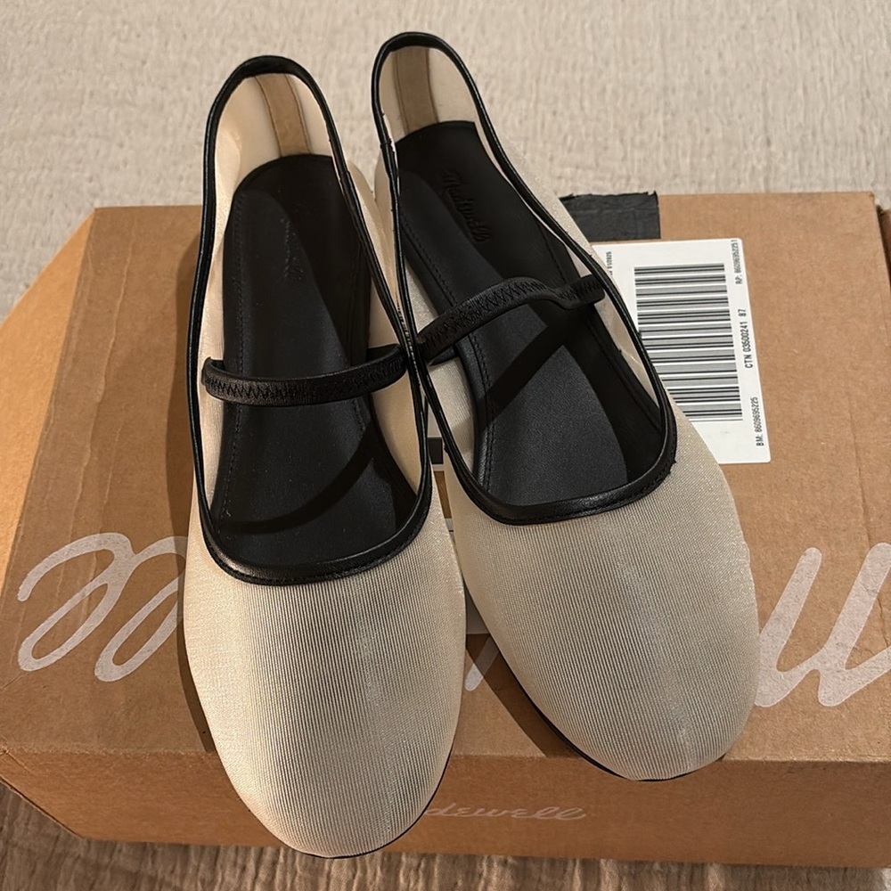 Madewell Greta Round Toe Ballet Flat in Mesh Ecru Multi - Picture 7 of 8
